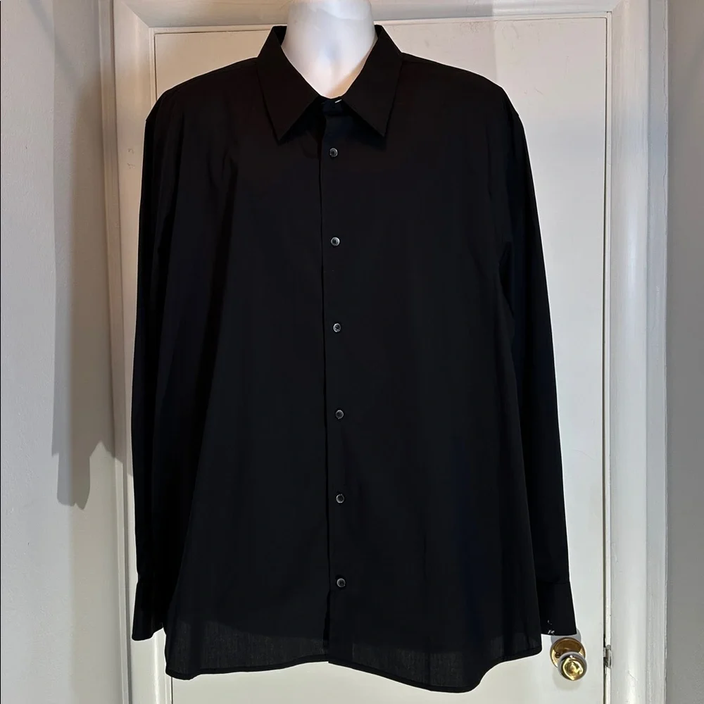 Calvin Klein Cotton Stretch Long Sleeve Black Dress Shirt XXL NWT
